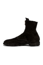Guidi Stag Suede Zipper Boots in Black, view 5, click to view large image.