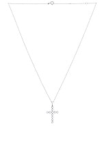 Greg Yuna Diamond Bezel Cross Necklace in Silver, view 1, click to view large image.