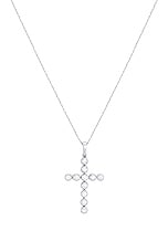 Greg Yuna Diamond Bezel Cross Necklace in Silver, view 2, click to view large image.