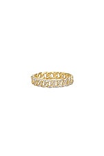 Greg Yuna Micro Cuban Half Diamond Ring in Gold, view 1, click to view large image.