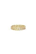 Greg Yuna Micro Cuban Half Diamond Ring in Gold, view 2, click to view large image.
