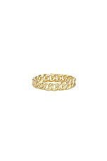 Greg Yuna Micro Cuban Half Diamond Ring in Gold, view 3, click to view large image.
