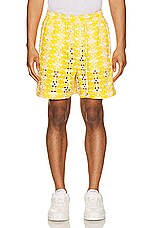 HARAGO Floral Eyelet Shorts in Yellow, view 4, click to view large image.