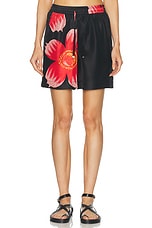 HARAGO Floral Printed Shorts in Black, view 1, click to view large image.