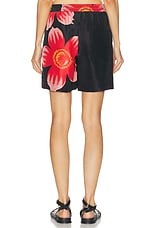 HARAGO Floral Printed Shorts in Black, view 4, click to view large image.