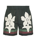 HARAGO Applique Shorts in Green, view 1, click to view large image.