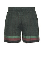 HARAGO Applique Shorts in Green, view 2, click to view large image.