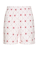 HARAGO Kantha Embroidered Shorts in Off White, view 1, click to view large image.
