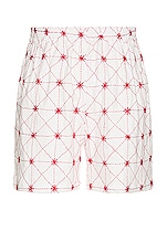HARAGO Kantha Embroidered Shorts in Off White, view 2, click to view large image.