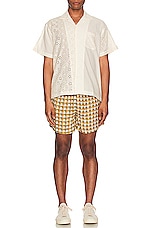 HARAGO Loose Weave Thread Texture Shorts in Multi, view 4, click to view large image.