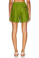 HARAGO Embroidered Shorts in Green, view 3, click to view large image.