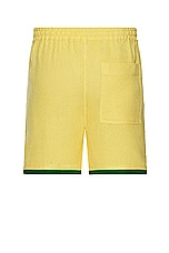 HARAGO Embroidered Shorts in Yellow, view 2, click to view large image.