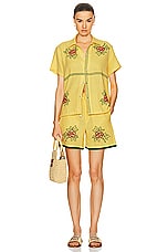 HARAGO Embroidered Shorts in Yellow, view 5, click to view large image.