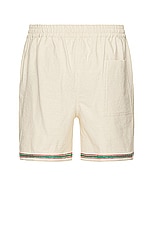 HARAGO Embroidered Shorts in Off White, view 2, click to view large image.
