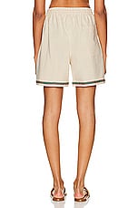 HARAGO Embroidered Shorts in Off White, view 3, click to view large image.
