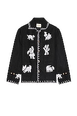 HARAGO Applique Jacket in Black, view 1, click to view large image.
