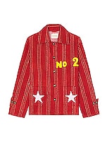 HARAGO Quilted Applique Jacket in Red, view 1, click to view large image.