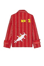 HARAGO Quilted Applique Jacket in Red, view 2, click to view large image.