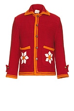 HARAGO Floral Applique Blouson in Red, view 1, click to view large image.