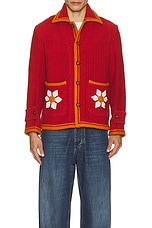 HARAGO Floral Applique Blouson in Red, view 4, click to view large image.