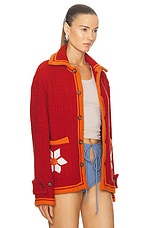 HARAGO Floral Applique Blouson in Red, view 2, click to view large image.