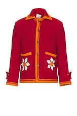 HARAGO Floral Applique Blouson in Red, view 1, click to view large image.