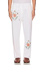 HARAGO Cross Stitch Pants in White, view 3, click to view large image.