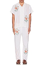 HARAGO Cross Stitch Pants in White, view 5, click to view large image.