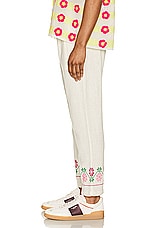 HARAGO Floral Embroidered Pants in Off White, view 5, click to view large image.