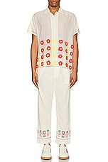 HARAGO Floral Embroidered Pants in Off White, view 6, click to view large image.