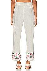HARAGO Floral Embroidered Pants in Off White, view 4, click to view large image.