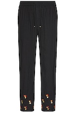 HARAGO Embroidered Pants in Black, view 1, click to view large image.