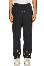 HARAGO Embroidered Pants in Black, view 4, click to view large image.