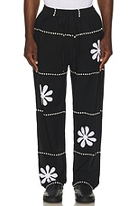 HARAGO Daisy Applique Pants in Black, view 4, click to view large image.