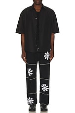 HARAGO Daisy Applique Pants in Black, view 6, click to view large image.