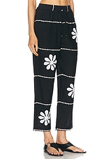 HARAGO Daisy Applique Pants in Black, view 2, click to view large image.