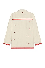 HARAGO Hearts Jamdani Shirt in Off White, view 2, click to view large image.