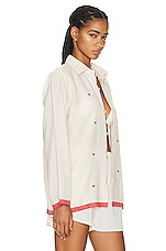 HARAGO Hearts Jamdani Shirt in Off White, view 2, click to view large image.
