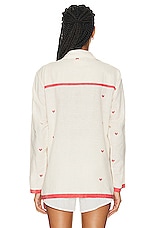 HARAGO Hearts Jamdani Shirt in Off White, view 3, click to view large image.