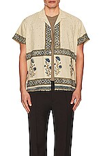 HARAGO Vintage Border Shirt in Cream, view 3, click to view large image.