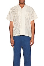 HARAGO Cut Work Embroidery Shirt in Cream, view 3, click to view large image.