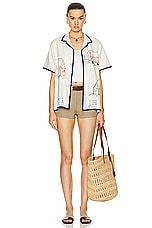 HARAGO Simple Life Short Sleeve Shirt in Off White, view 5, click to view large image.