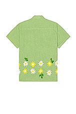 HARAGO Crochet Applique Shirt in Green, view 2, click to view large image.