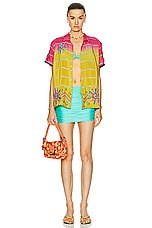 HARAGO Sequin Short Sleeve Shirt in Multi, view 5, click to view large image.