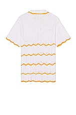 HARAGO Crochet Short Sleeve Shirt in White, view 2, click to view large image.