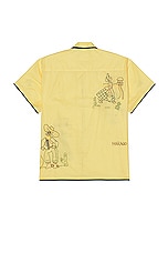 HARAGO Embroidered Short Sleeve Shirt in Yellow, view 2, click to view large image.