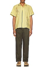 HARAGO Embroidered Short Sleeve Shirt in Yellow, view 5, click to view large image.