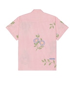 HARAGO Embroidered Short Sleeve Shirt in Pink, view 2, click to view large image.