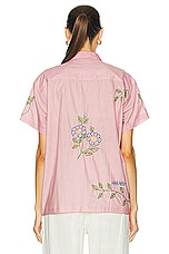 HARAGO Embroidered Short Sleeve Shirt in Pink, view 4, click to view large image.