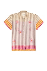 HARAGO Beaded Short Sleeve Shirt in Pink, view 1, click to view large image.